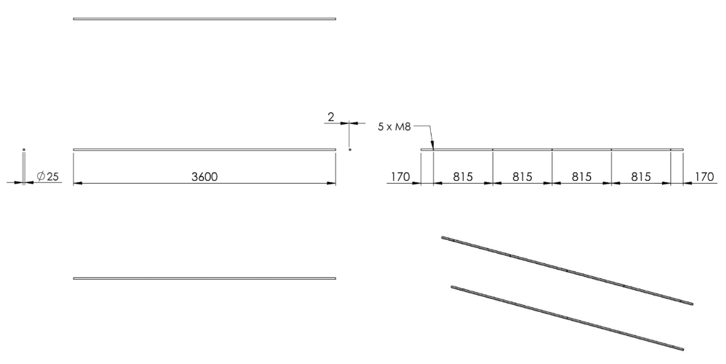 Zeichnung Laufschiene 3600 mm