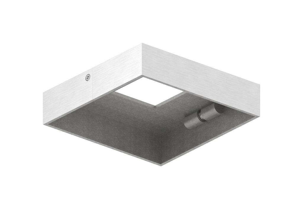 Edelstahl Abdeckrosette für Quadratrohre, teilbar, mit Mittelbohrung, Längsschliff, V2A / V4A