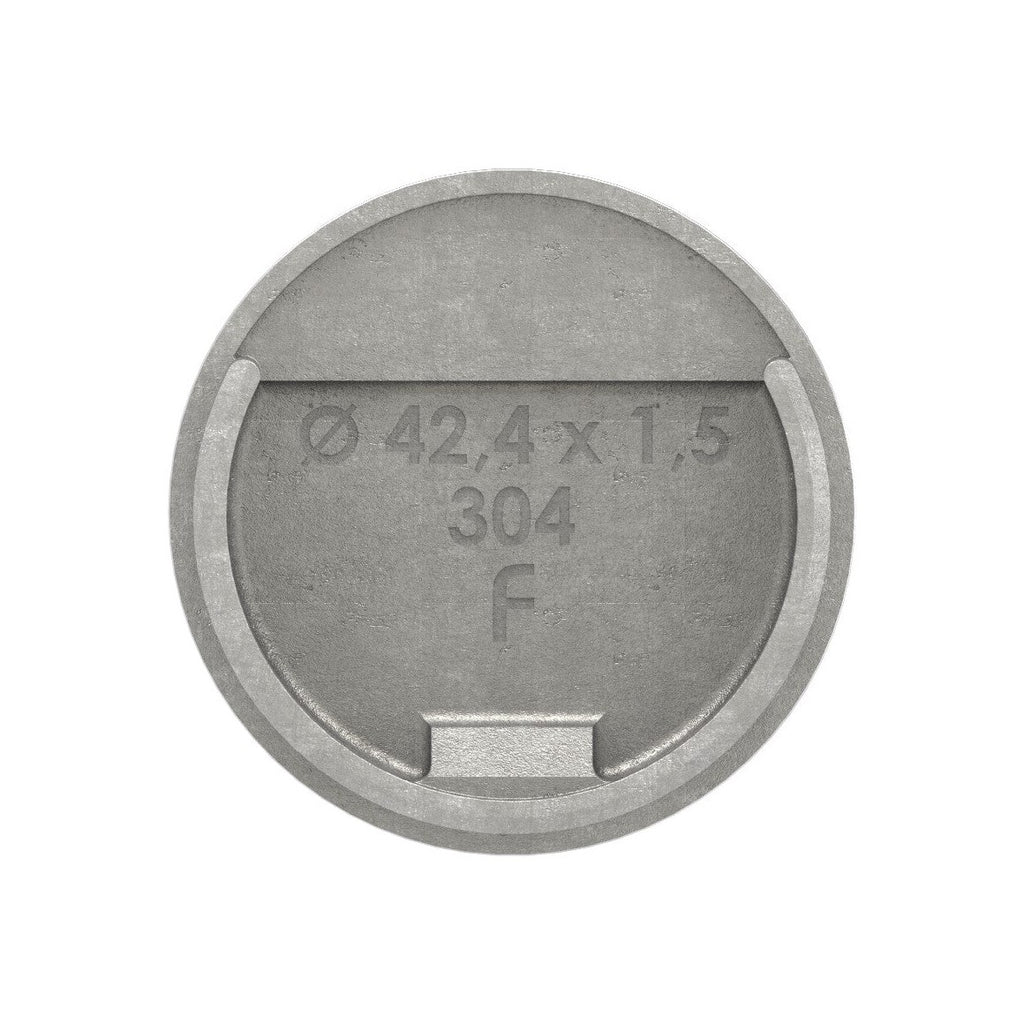 Endkappe flach für Rund-Nutrohr, Edelstahl, V2A / V4A
