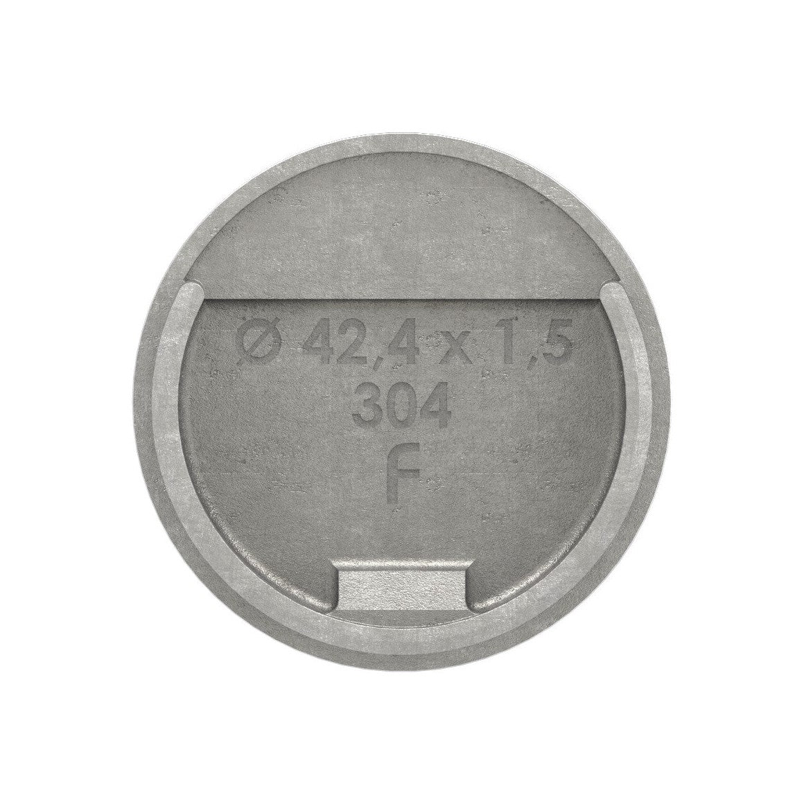 Endkappe flach für Rund-Nutrohr, Edelstahl, V2A / V4A