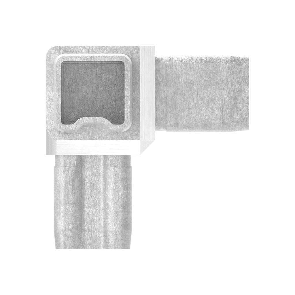Edelstahl Eck-Verbinder 90° für Quadratrohre, 3 gleiche Abgänge, zum Stecken, V2A / V4A