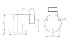 Edelstahl Wandhalter 90° für Rundrohre, kurz, zum Einstecken ins Rohr, V2A