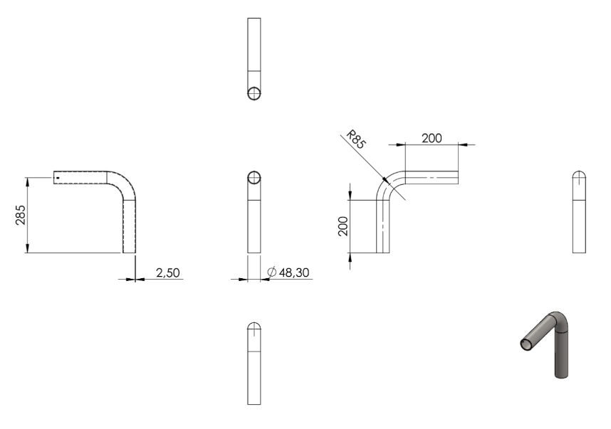 Zeichnung Rohrbogen Ø 48,3 mm