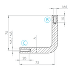 Bügel Edelstahl, 90° gebogen, 2 x Innengewinde, V2A / V4A