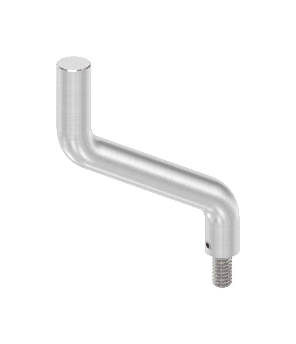Bügel Edelstahl 2 x 30° gebogen, 360° drehbar,1 x Außengewinde, 1 x flach zum Anschweißen, V2A