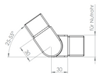flexibler Verbinder für Quadrat-Nutrohr, aufwärts 25-55°, V4A