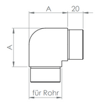 Edelstahl Rohrbogen 90°, eng, zum Einstecken ins Rohr, V2A / V4A