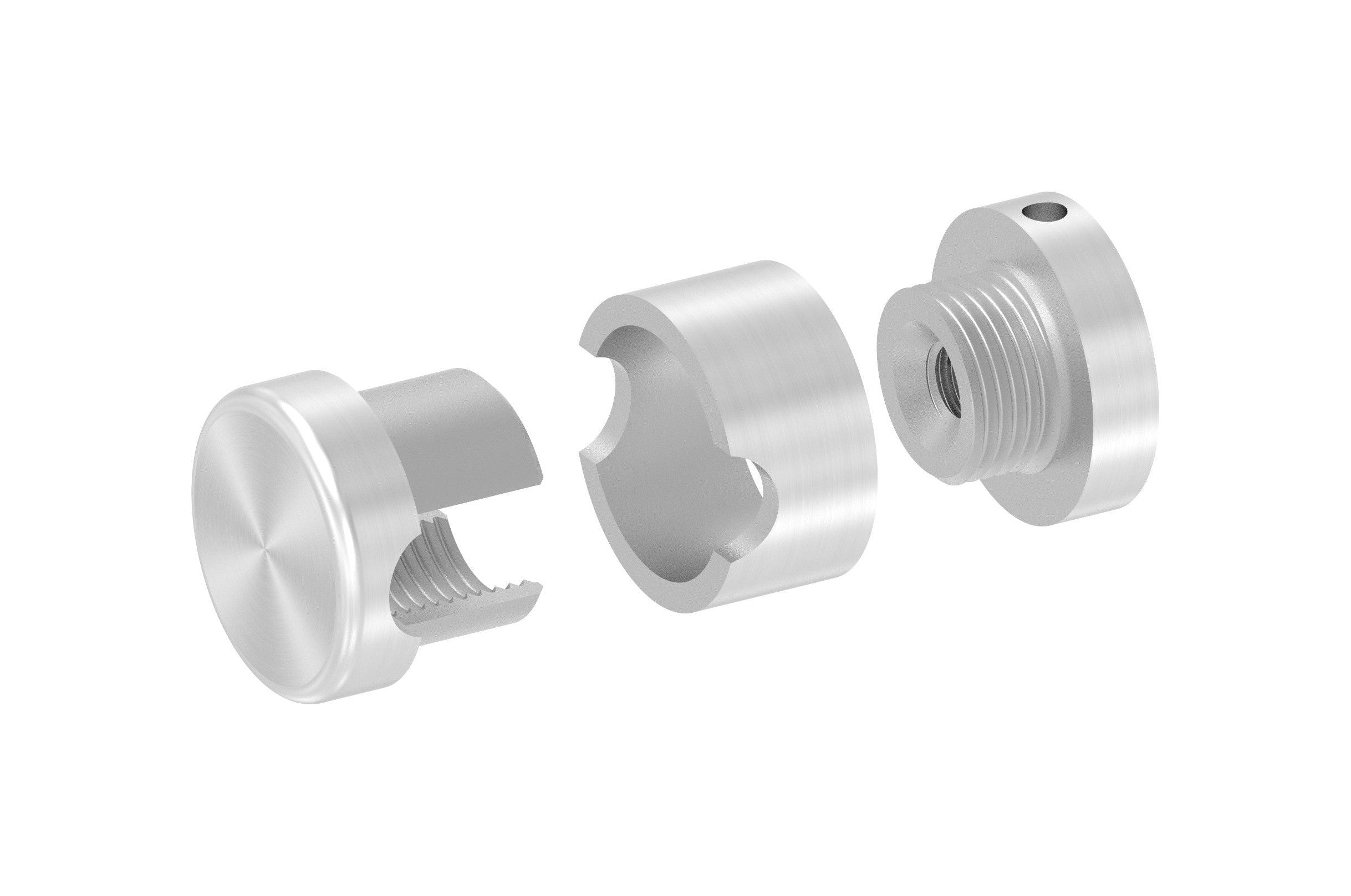 BRENK-fix® Grundhalter für Rundstäbe, mit Innengewinde M8 / Aluminium, V2A, V4A