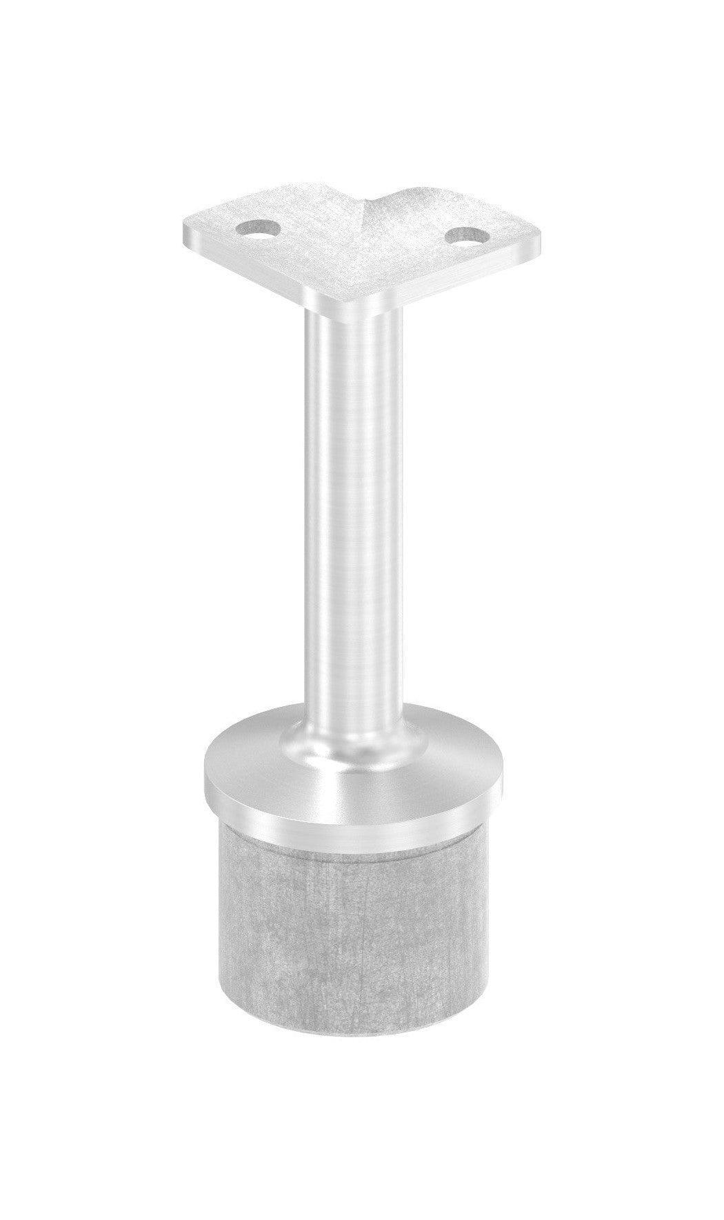 Handlaufstütze Edelstahl aus einem Stück mit Handlaufanschlussplatte 90°, V2A/V4A