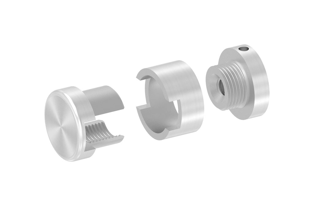 BRENK-fix® Grundhalter für Vierkantstäbe 12 x 12 mm, mit Innengewinde M8 / Alu, V2A