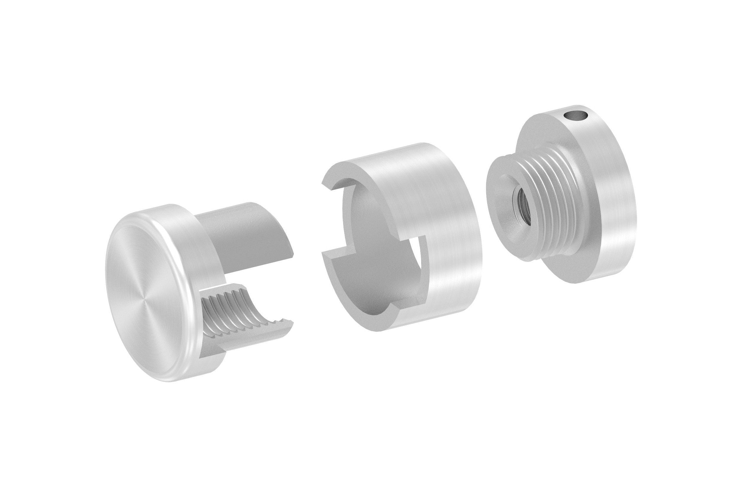 BRENK-fix® Grundhalter für Vierkantstäbe 12 x 12 mm, mit Innengewinde M8 / Alu, V2A