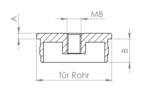 Edelstahl Rohrabschlussstopfen flach, hohl / gegossen, mit Innengewinde, zum Einschlagen