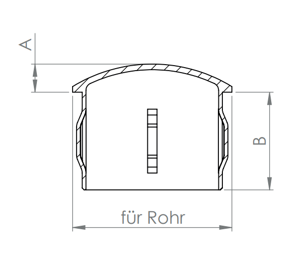 Edelstahl Rohrabschlussstopfen gewölbt, hohl/gegossen, mit Nasen, zum Einschlagen, V2A / V4A