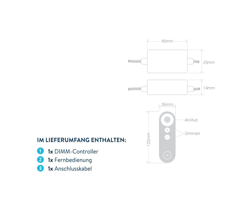 Dimmer für LED-Lichtmodule, inklusive Fernbedienung
