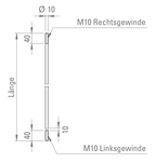 Zugstange mit L-R-Gewinde M10 x 40 mm, zu Vordachsystem Edelstahl