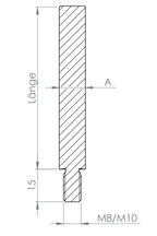 Stift Edelstahl, 1 x Außengewinde, 1 x flach zum Anschweißen, V2A / V4A