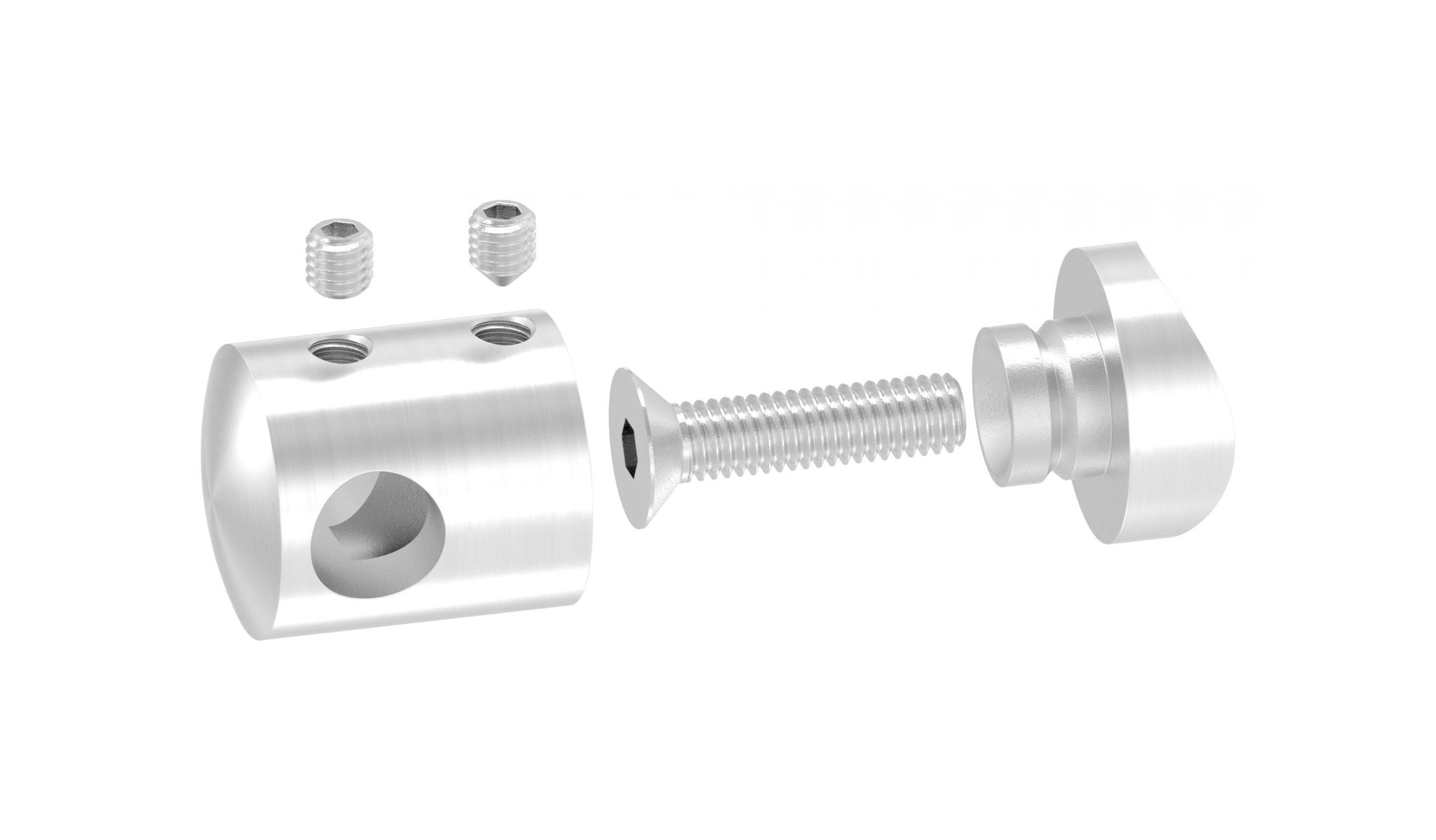 Querstabhalter Ø 22 mm, mit Durchgangsbohrung, V2A / V4A