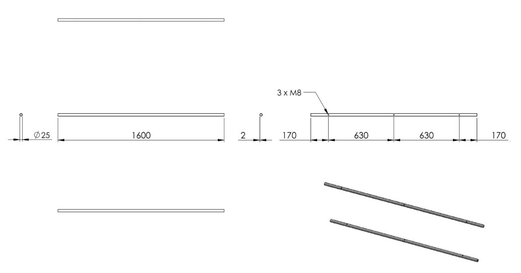 Zeichnung Laufschiene 1600 mm