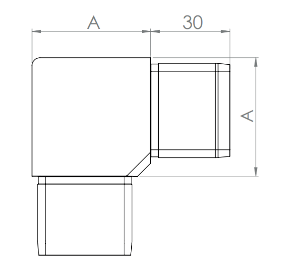 Edelstahl Quadratrohr-Verbinder 90°, zum Einstecken ins Rohr, V2A / V4A