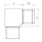 Edelstahl Quadratrohr-Verbinder 90°, zum Einstecken ins Rohr, V2A / V4A
