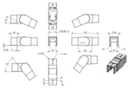 flexibler Verbinder für Quadrat-Nutrohr, abwärts 25-55°, V4
