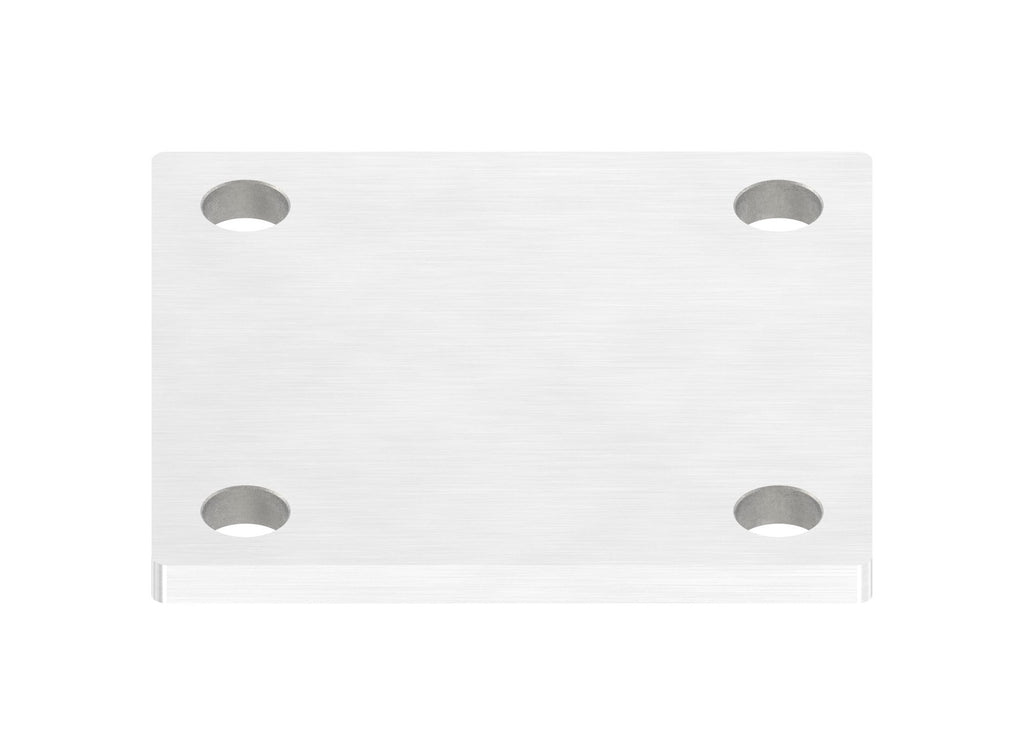 Edelstahl Ankerplatte quadratisch, ohne Fase, 4 Bohrungen, Längsschliff, V2A