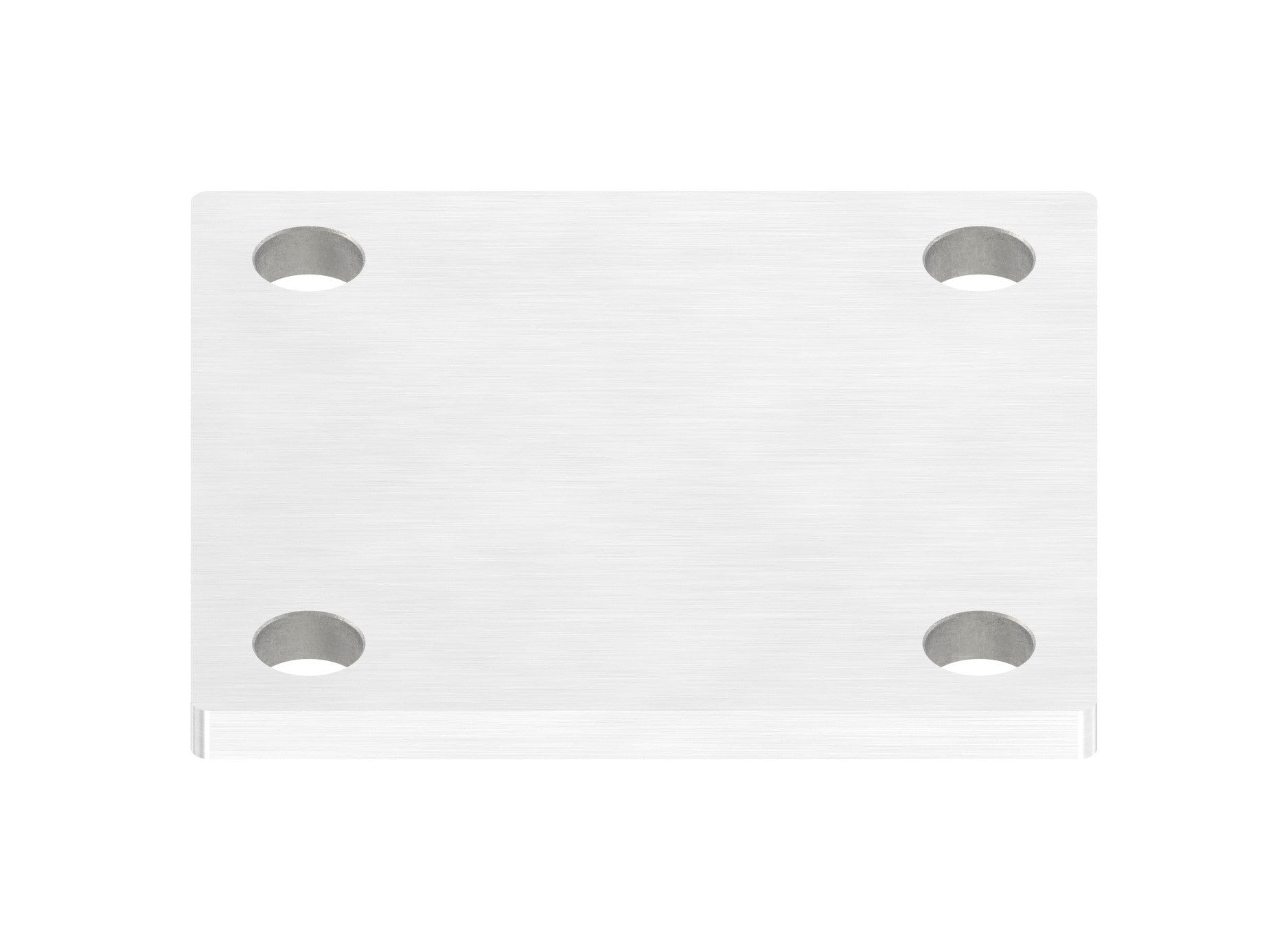 Edelstahl Ankerplatte quadratisch, ohne Fase, 4 Bohrungen, Längsschliff, V2A