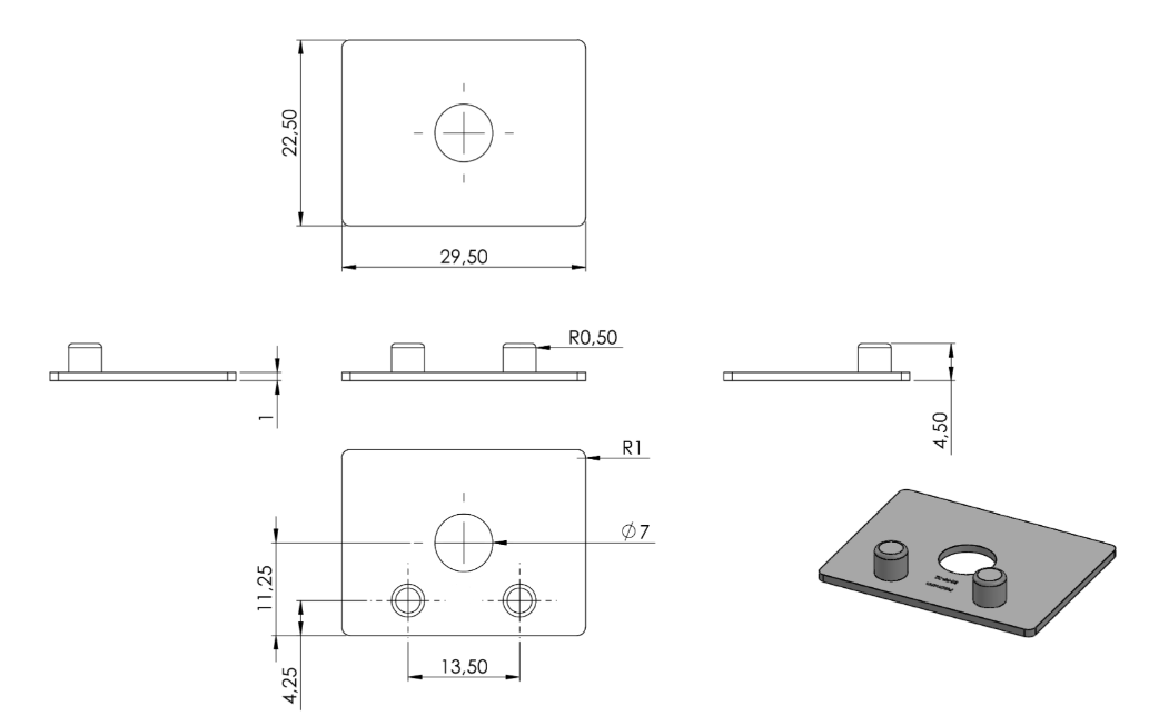 Zeichnung Abdeckplättchen für Blechhalter Ø 32 mm