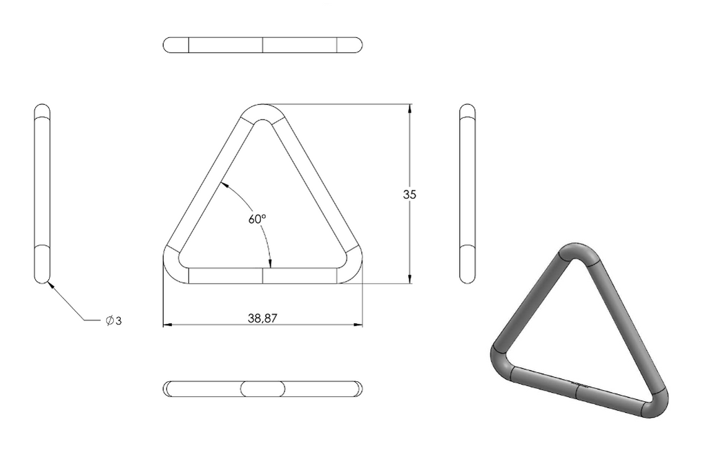 Zeichnung Triangel, Rundmaterial Ø 3 mm