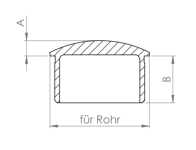 Edelstahl Rohrabschlussstopfen gewölbt, hohl/gegossen, zum Einkleben, V2A