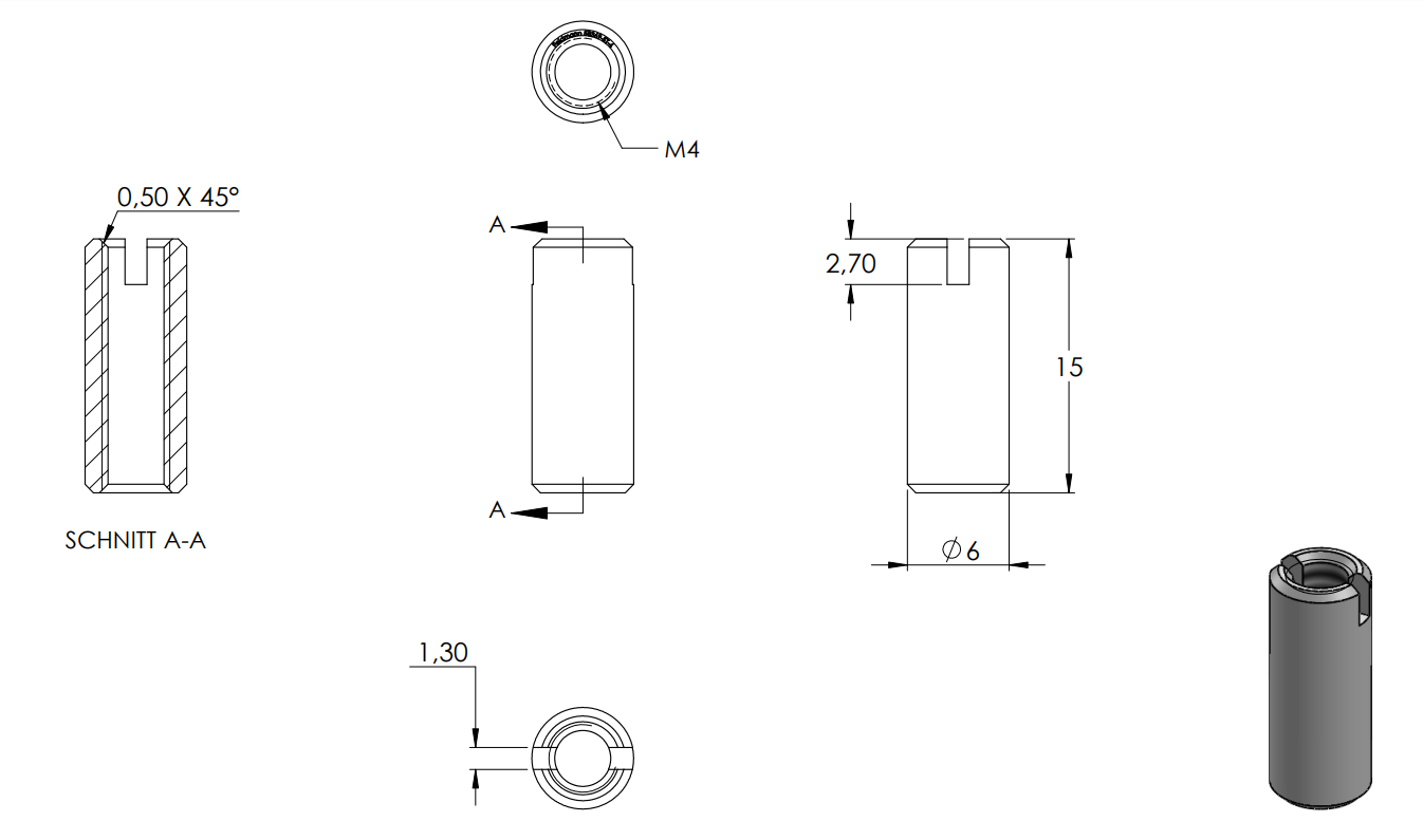 Zeichnung RAMPA-Muffe M4 x 15 mm