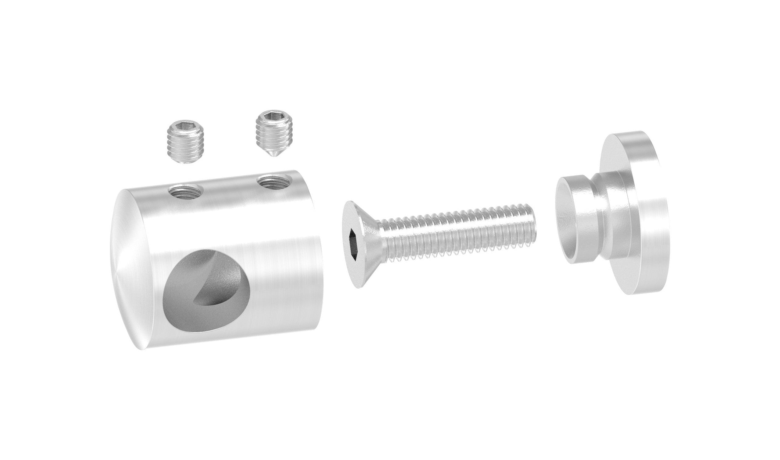 Querstabhalter mit einseitiger Bohrung links, als Endteil, V2A