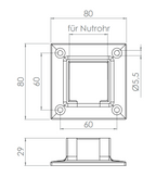 Wandhalter für Quadrat-Nutrohr 40 x 40 x 1,5 mm, V2A / V4A