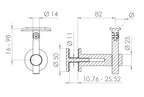 höhenverstellbarer Handlaufhalter für Glas, mit Gelenk und Halteplatte, V2A