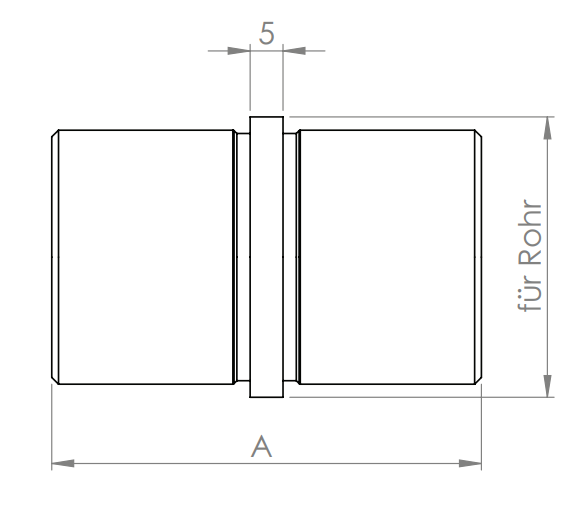 Edelstahl Rundrohr-Verbinder, mit Steg, zum Stecken und Kleben ins Rohr, V2A / V4A