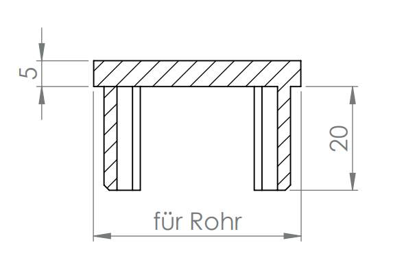 Edelstahl Rohrabschlussstopfen rechteckig, hohl / gegossen, zum Einkleben, V2A / V4A
