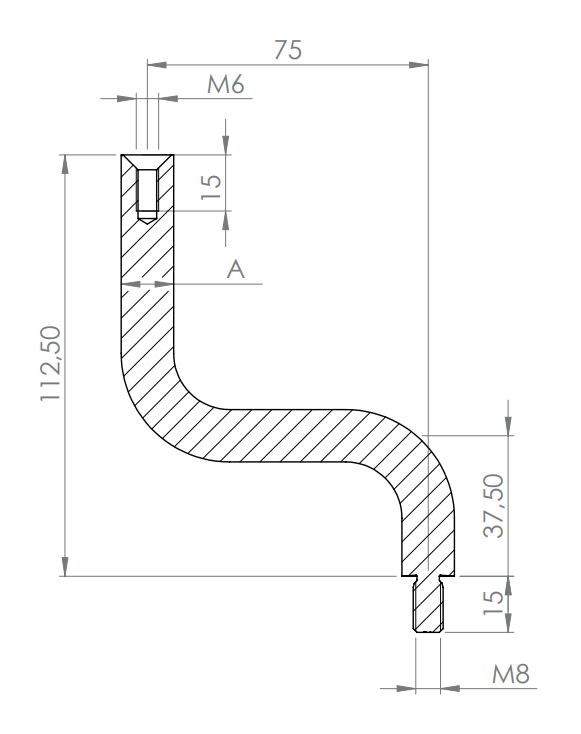 Bügel Edelstahl, 2 x 90° gebogen,1 x Außengewinde, 1 x Innengewinde, V2A