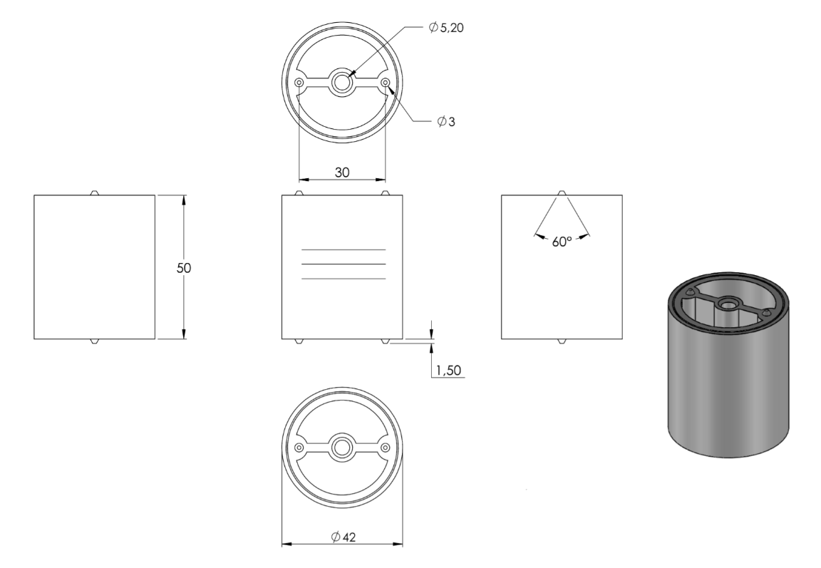 Verbinder für Holzhandlauf Ø 42 mm, V2A
