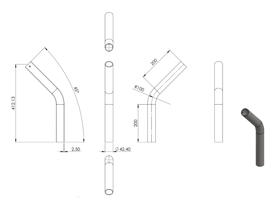 Zeichnung Rohrbogen Ø 42,4 mm