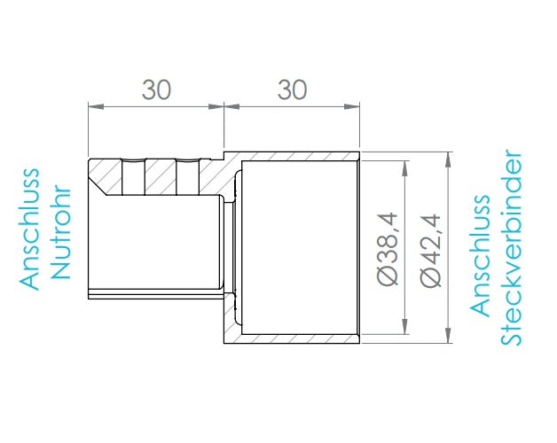 Nutrohr-Adapter auf Steckverbinder für Rohr Ø 42,4 mm, V4A