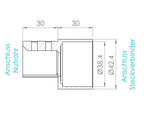 Nutrohr-Adapter auf Steckverbinder für Rohr Ø 42,4 mm, V4A