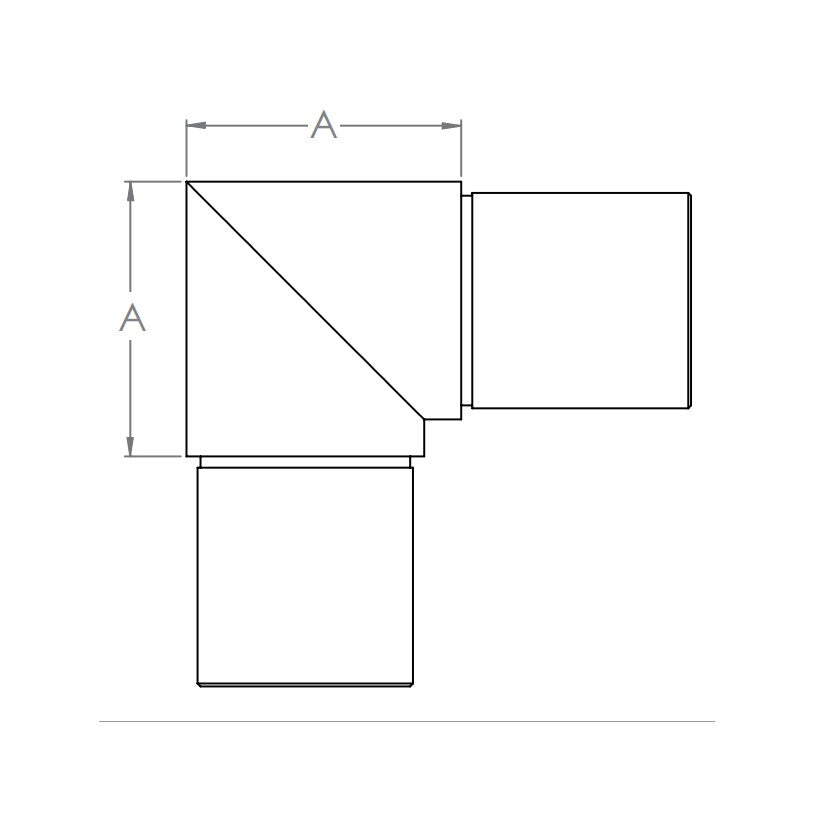 Eckbogen horizontal / Verlaufsecke 90° für Rund-Nutrohr, V2A / V4A