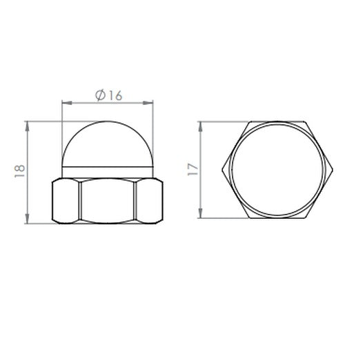Edelstahl Sechskant-Hutmutter für Wandhalter SW10828, V2A