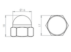 Edelstahl Sechskant-Hutmutter für Wandhalter SW10828, V2A