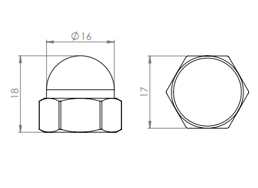 Edelstahl Sechskant-Hutmutter für Wandhalter SW10828, V2A