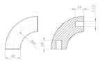 90° Bogen für Holzhandlauf Buche,  Ø 42 mm, geschliffen und lackiert, für den Innenbereich