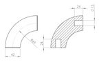 90° Bogen für Holzhandlauf Buche,  Ø 42 mm, geschliffen und lackiert, für den Innenbereich