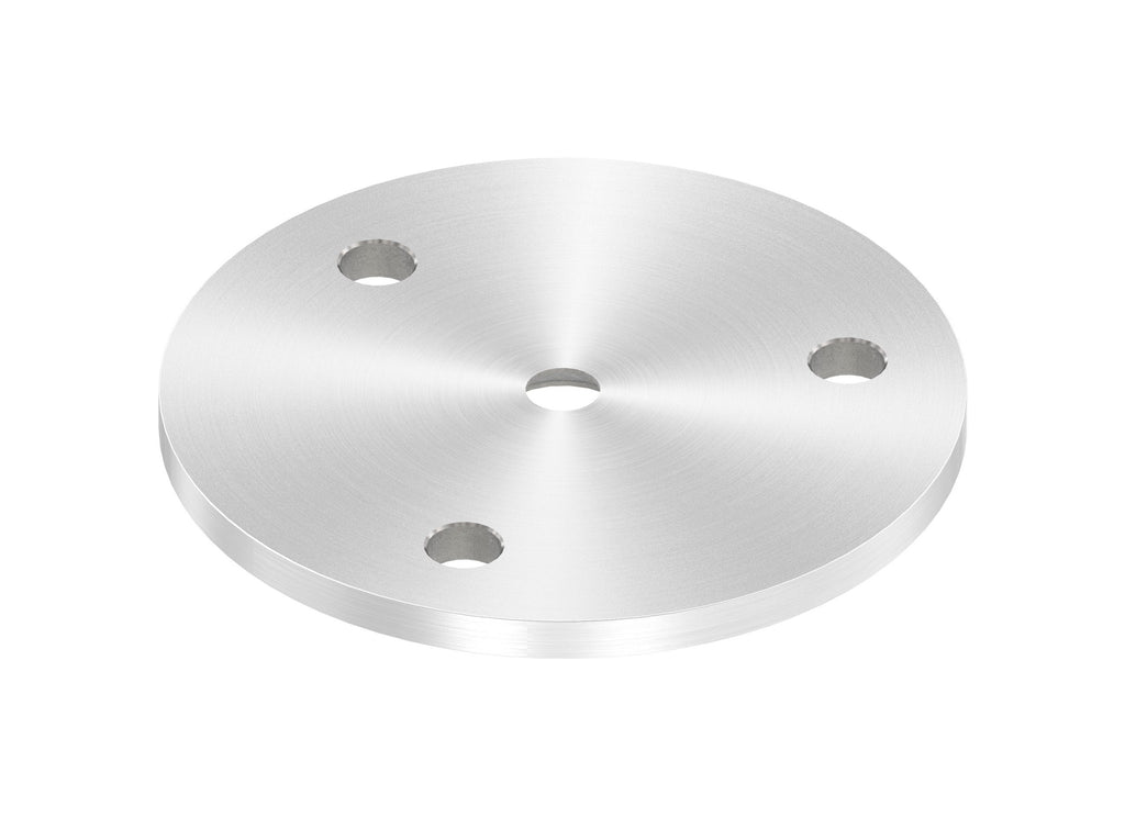 Edelstahl Ronde für Handlaufhalter, ohne Fase, Mittelbohrung und 3 Bohrungen, Rundschliff, V2A