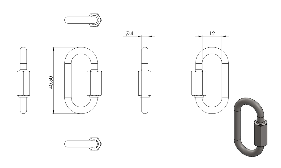 Zeichnung Schraubverbinder kurz Ø 4 mm
