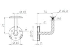 Handlaufhalter mit Cliprosette und Anschlussplatte, zum Anschrauben des Handlaufs, V2A / V4A